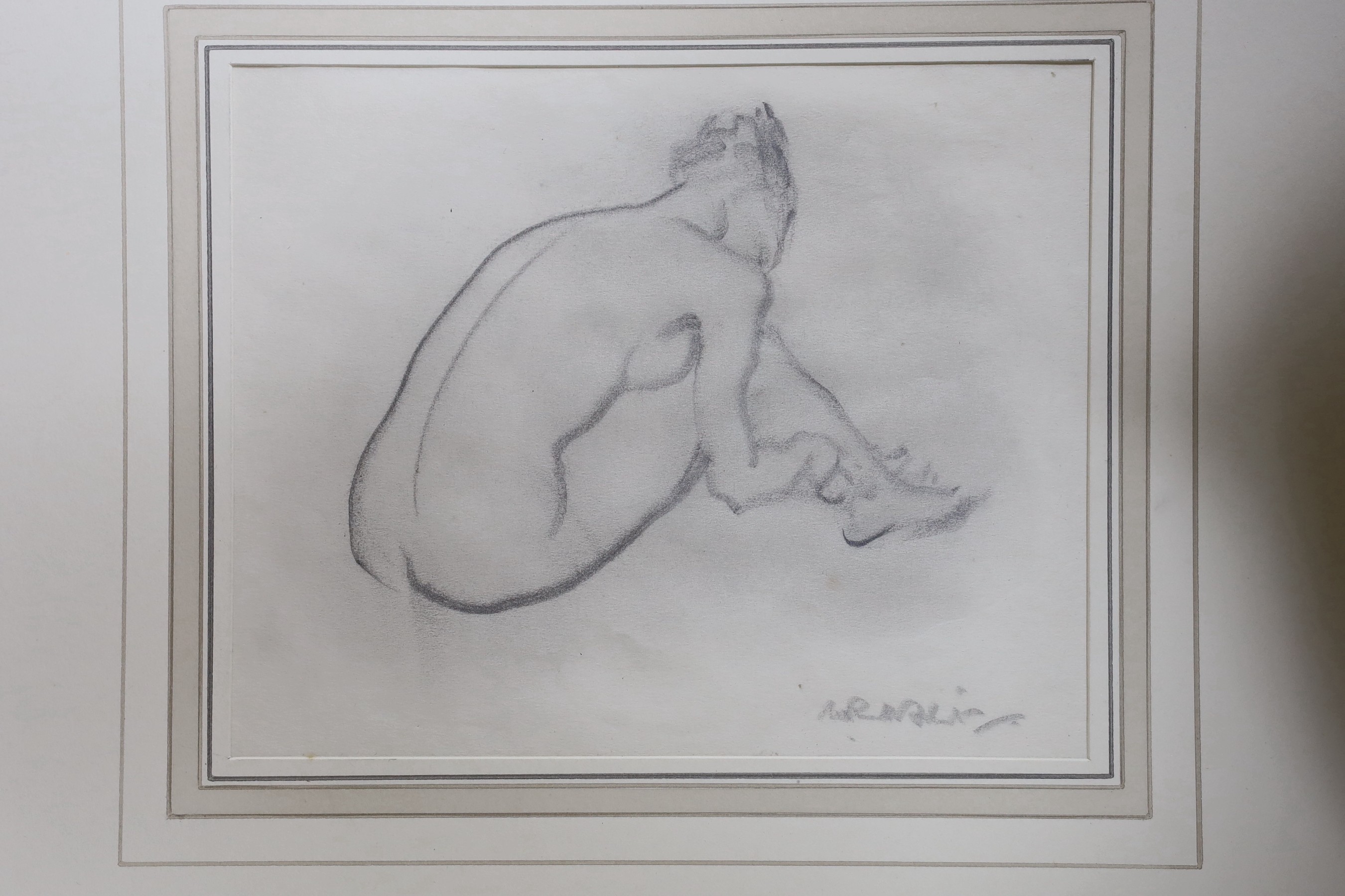 Sir William Russell Flint RA PRWS (British, 1880-1969), folio of five charcoal and sepia chalk drawings, Nude studies, signed, one dated 1939, largest 16 x 18cm, unframed